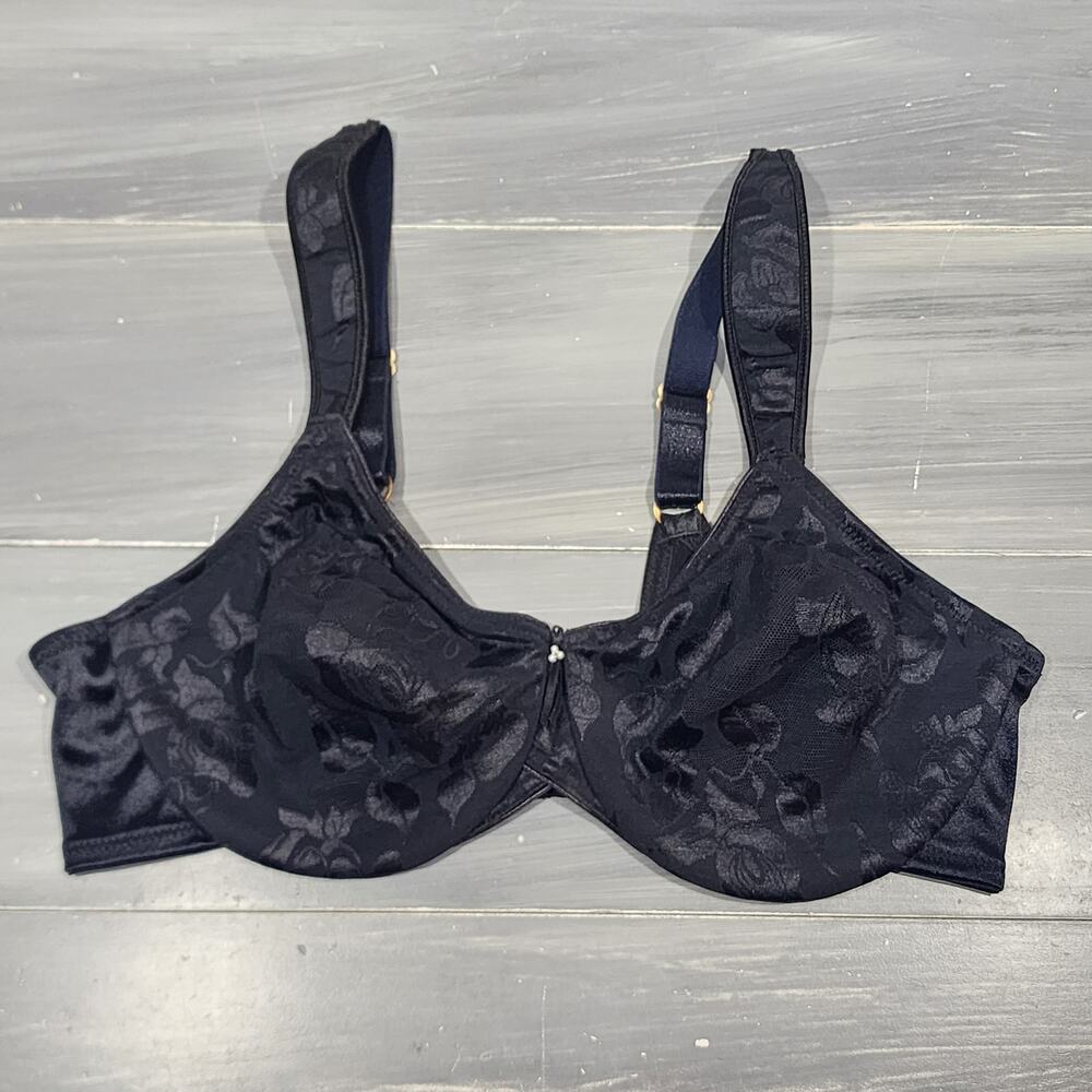 Vintage Sears Bra Underwire Black Floral 38C‎
